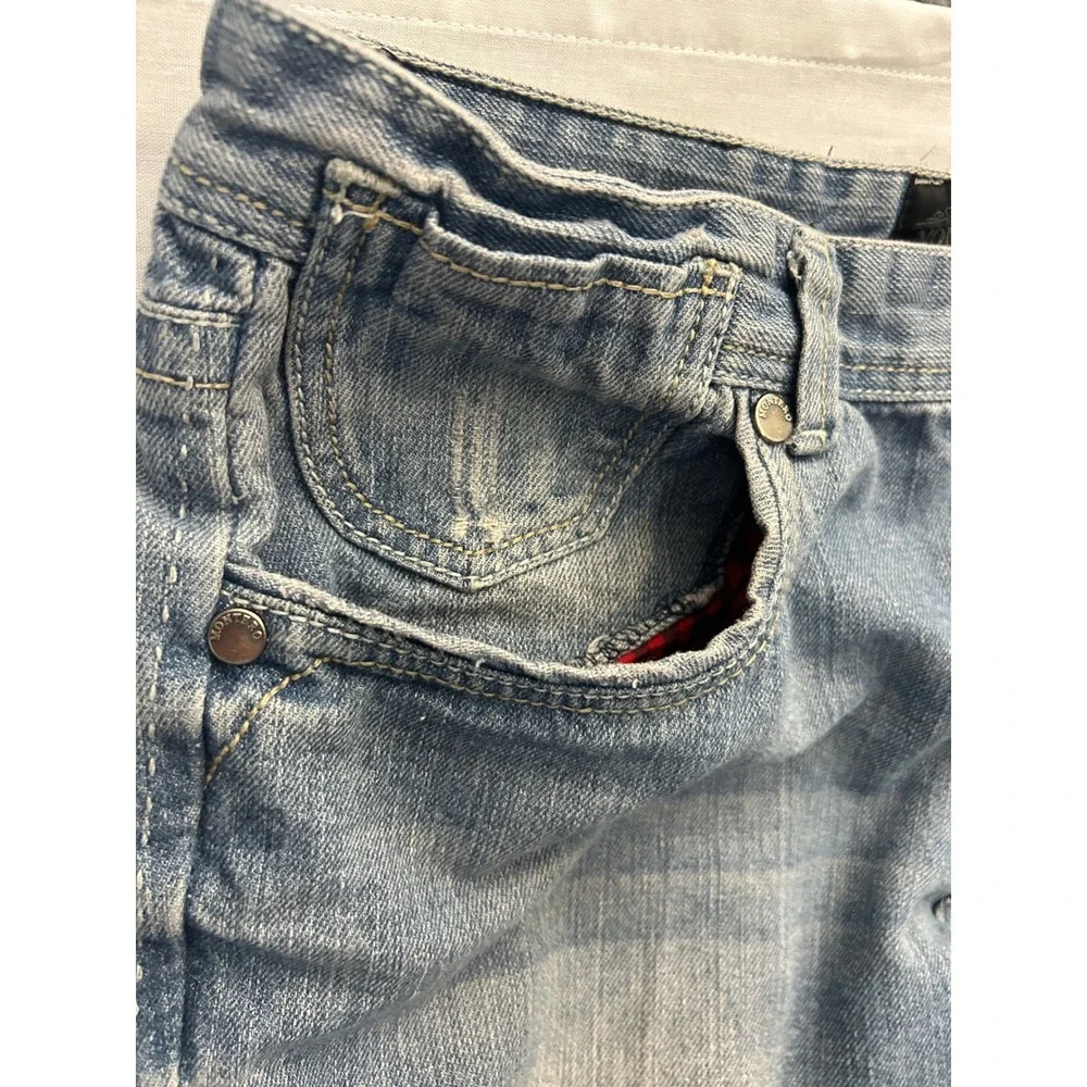 Montero Jeans Mens 36x32 Blue Distressed Ripped Straight Y2K Denim Flap Pocket
